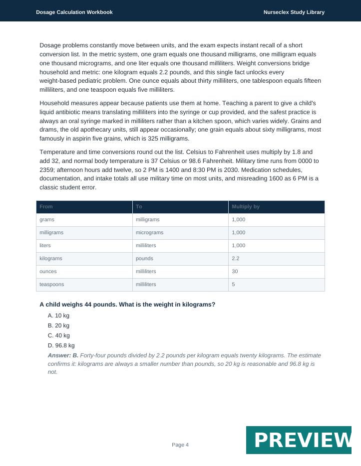 Dosage Calculation Workbook - Page 4