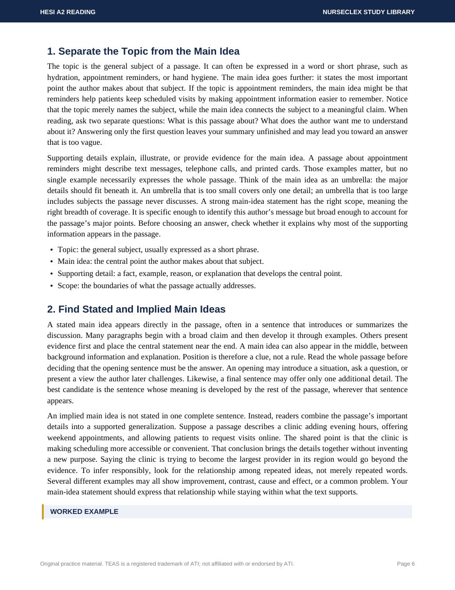 HESI A2 Reading Comprehension: Complete Study Guide and Practice - Page 6