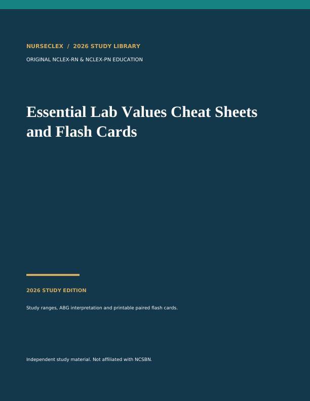 Essential Lab Values Cheat Sheets & Flash Cards - Cover