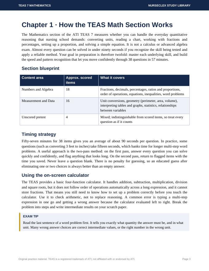 TEAS 7 Mathematics: Complete Study Guide and Practice - Contents